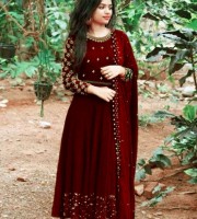 High-Quality Embroidery Georgette fabric Lock moti Gown with Dupatta 4pcs (DM10)