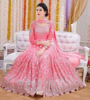 Pink  Georgette Embroidered Anarkali Gown With Dupatta (PSD2)