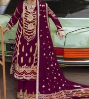 Purple Georgette Embroidered Pakistani Suit (RG33)